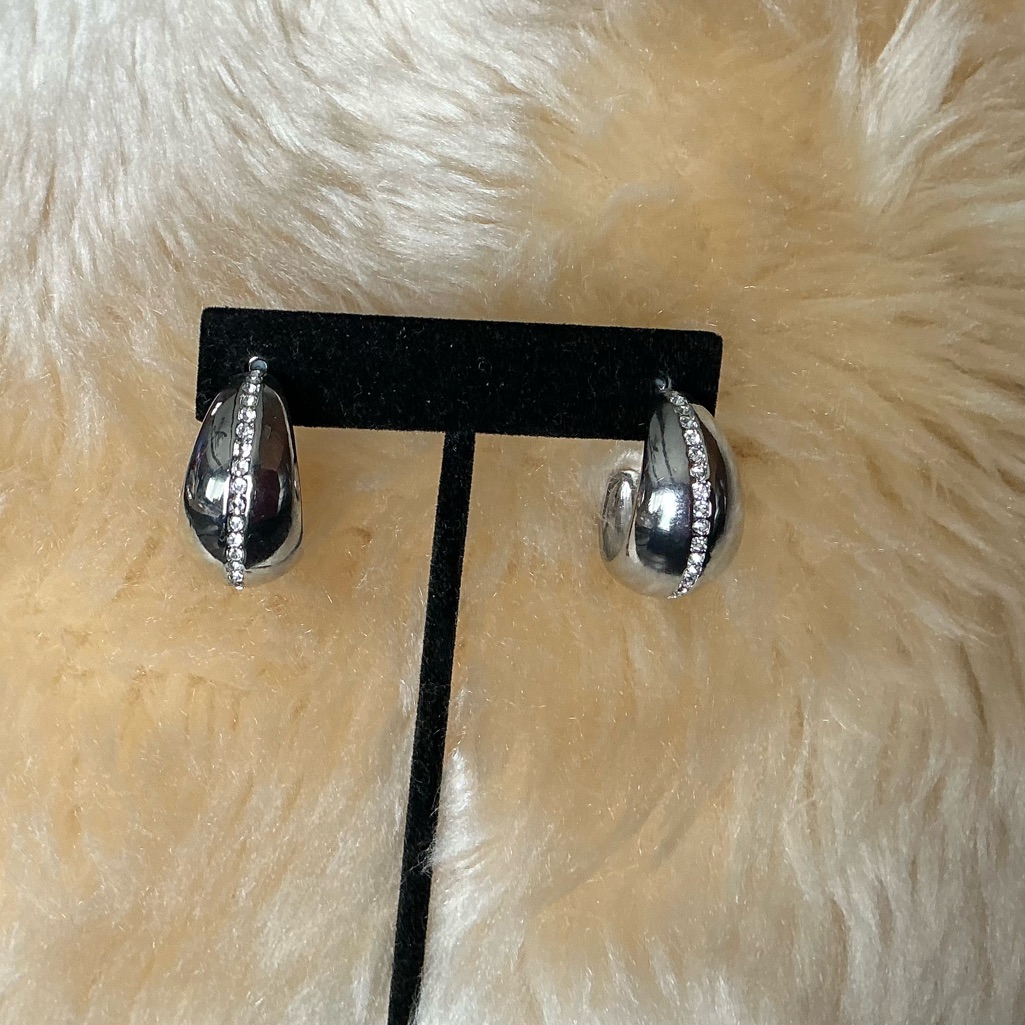 Nordstrom Rack Demi Fine Cubic Zirconia Pav Teardrop Hoop Earrings